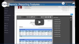 Reporting features within child care management software.